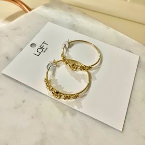LOFT Gold Floral Hoop Earrings